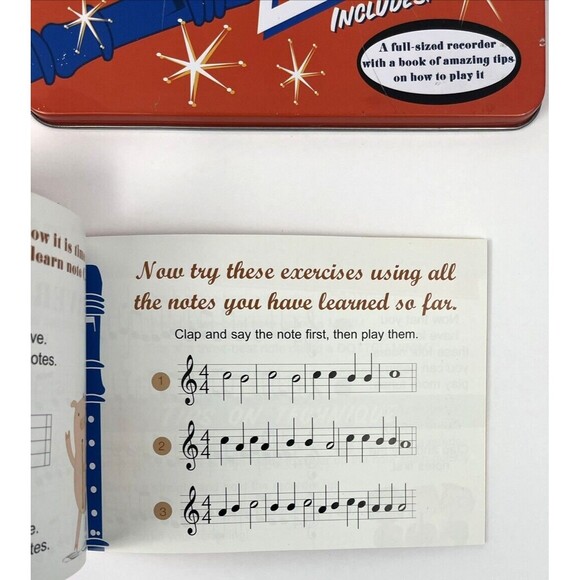 Learn To Play Recorder Book with Full Size Recorder  In Collectible Tin - Picture 7 of 11